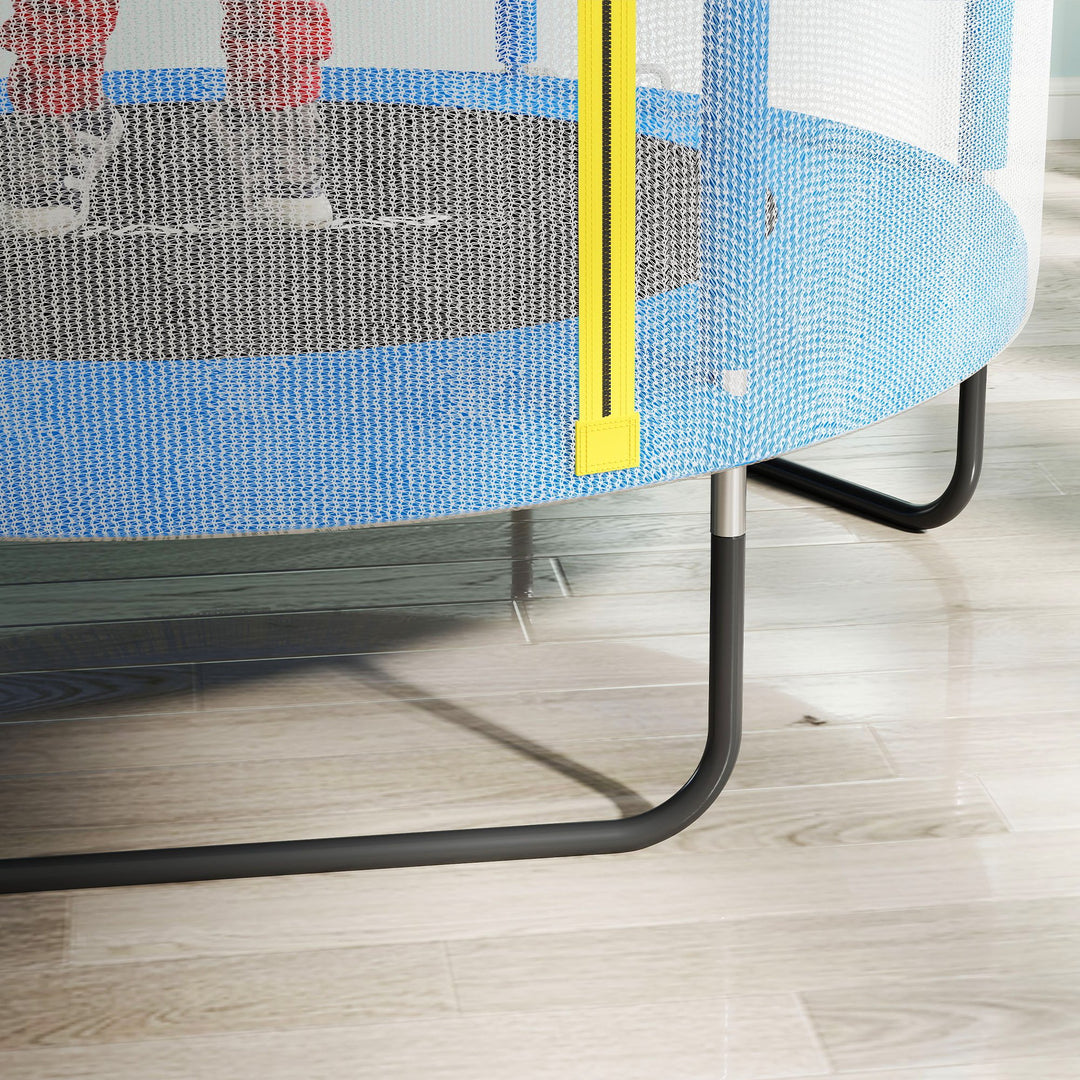 Børnetrampolin, sikkerhedsnet, skridsikre ben, lynlåsindgang, farverig