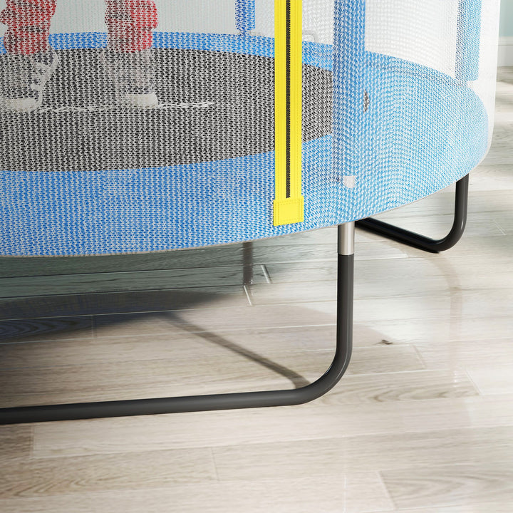 Børnetrampolin, sikkerhedsnet, skridsikre ben, lynlåsindgang, farverig