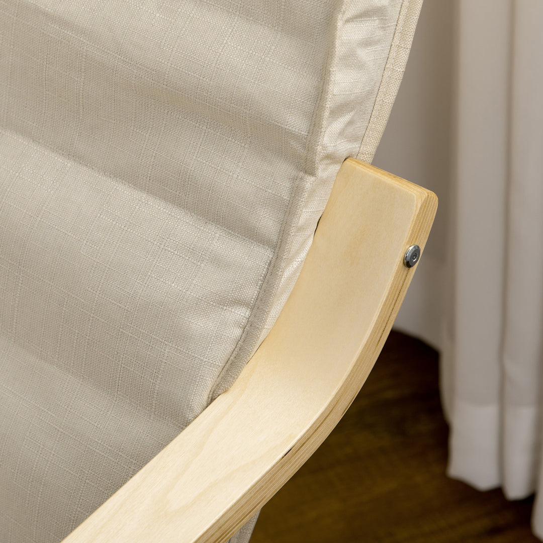 Liggestol med hynde, 5-niveau fodstøtte, birketræ, op til 120 kg, 66,5 x 94 x 100 cm, cremehvid