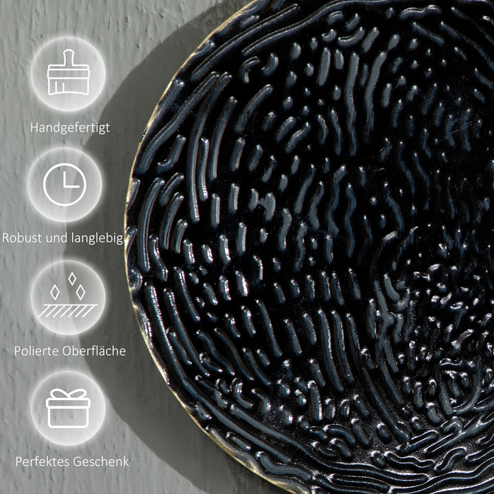 3D-vægdekoration med cirkler 121 cm x 4 cm x 53 cm metalblå + sort