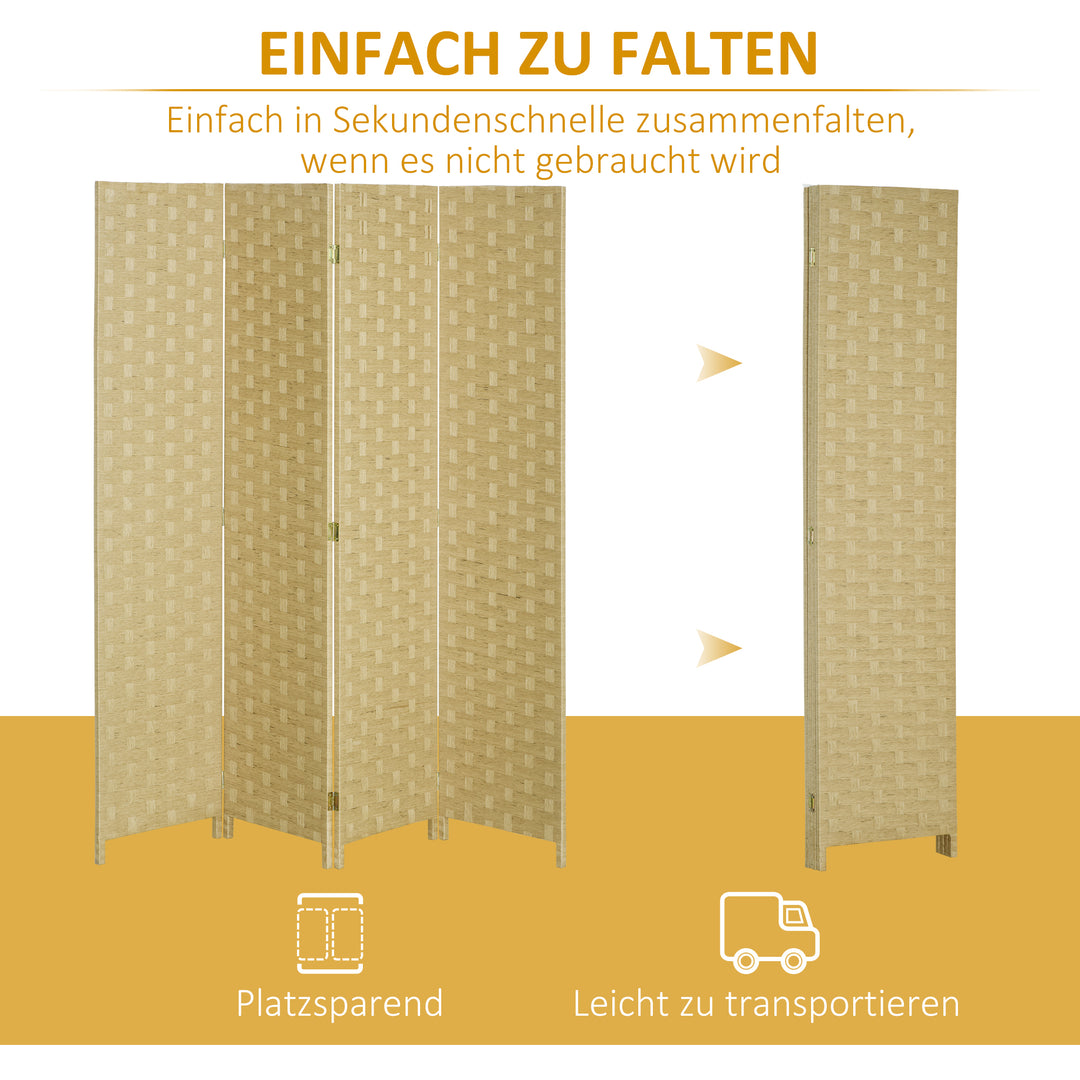 4-panels foldeskærm, 159,5 x 169,5 cm, lavet af bølgepap, til stue, brun