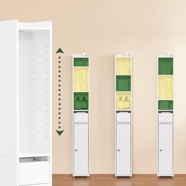 Optimer pladsen på dit badeværelse med dette elegante og funktionelle skab i hvid (B20 x D20 x H145 cm)