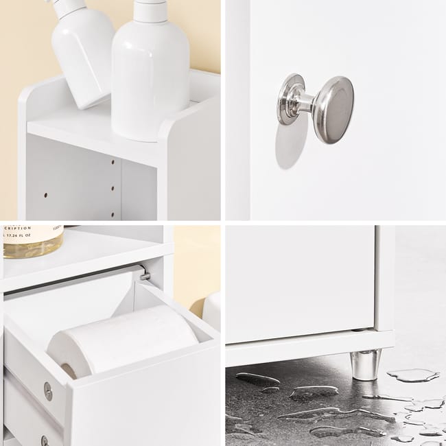 Optimer pladsen på dit badeværelse med dette elegante og funktionelle skab i hvid (B20 x D20 x H145 cm)