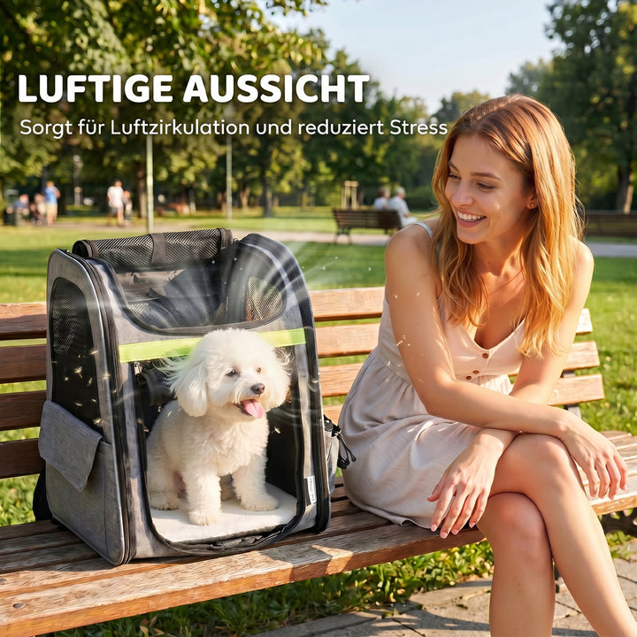 Udvideligt hundebur, transportkasse til hunde med 5 lommer og refleksstribe, til hunde op til 10 kg, 33,5x28x42cm, lysegrå