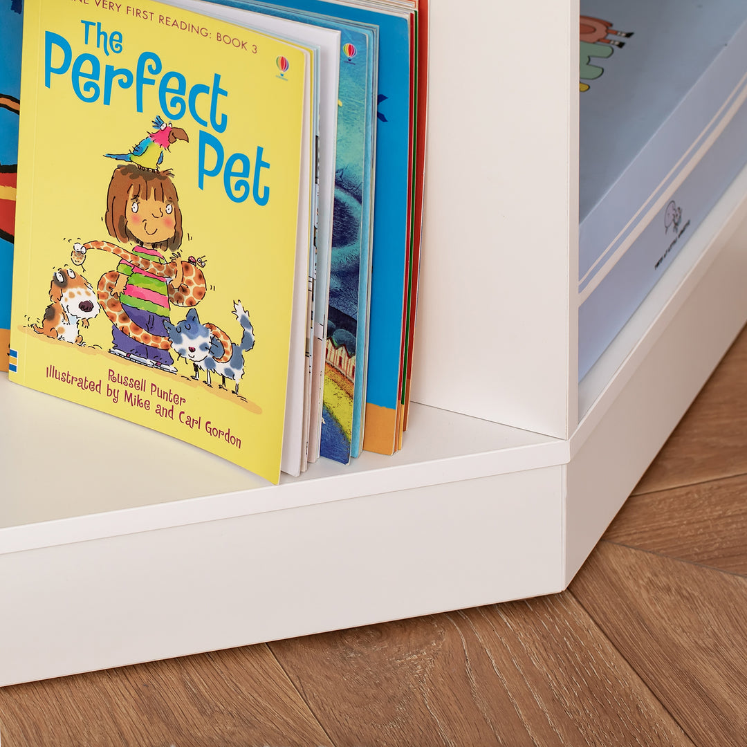 Opbevaringshylde til børn, 3 non-woven skuffer, mdf, væltesikker, hvid