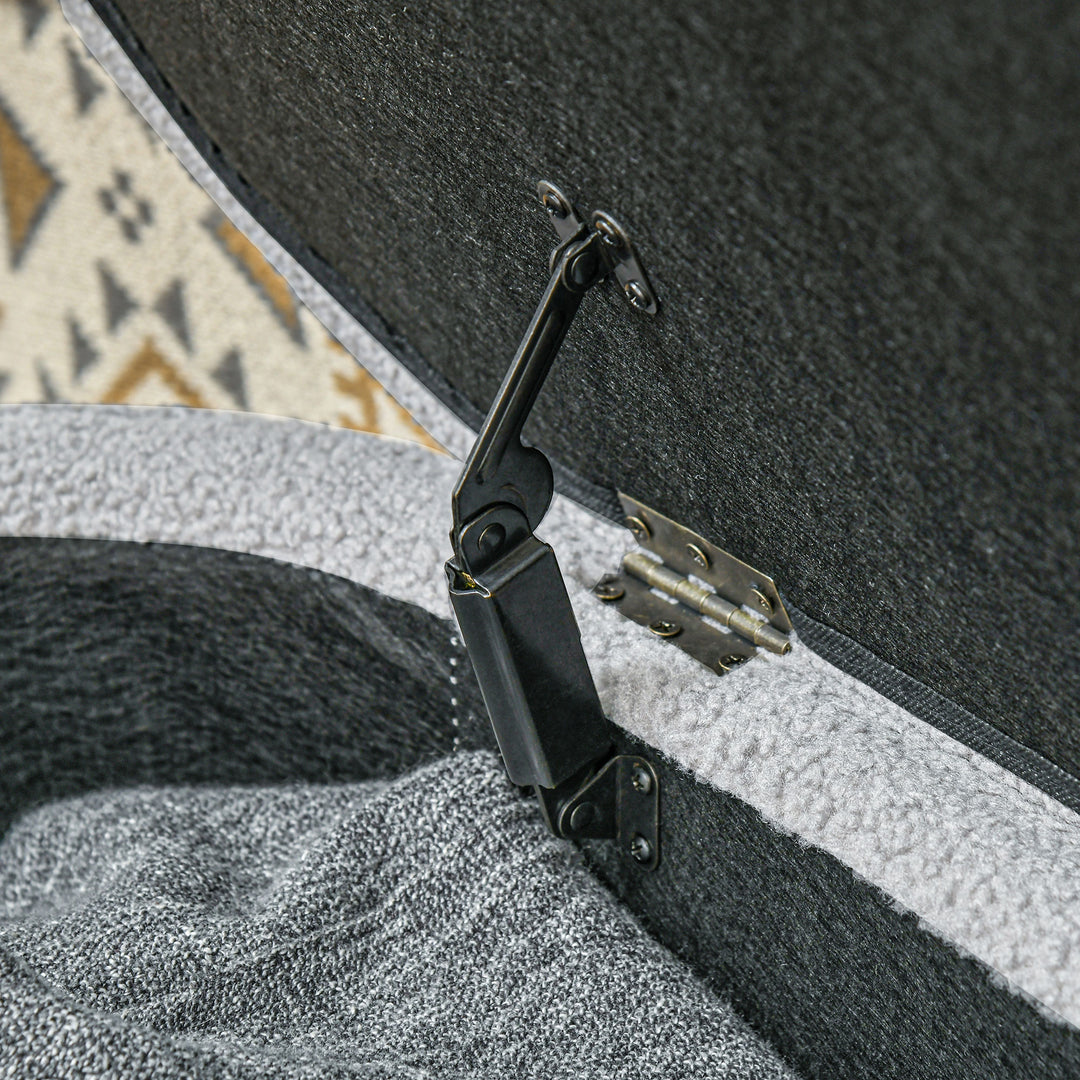 Sengebænk, opbevaringsplads, teddy fleece, 116x41x40,5cm, lysegrå