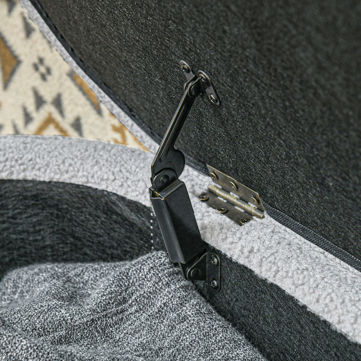 Sengebænk, opbevaringsplads, teddy fleece, 116x41x40,5cm, lysegrå