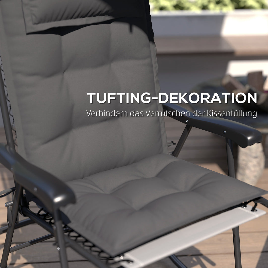 Sæt med 2 hynder til liggestol, vandafvisende hynde til haveliggestol, hynde 50x116x5 cm, mørkegrå