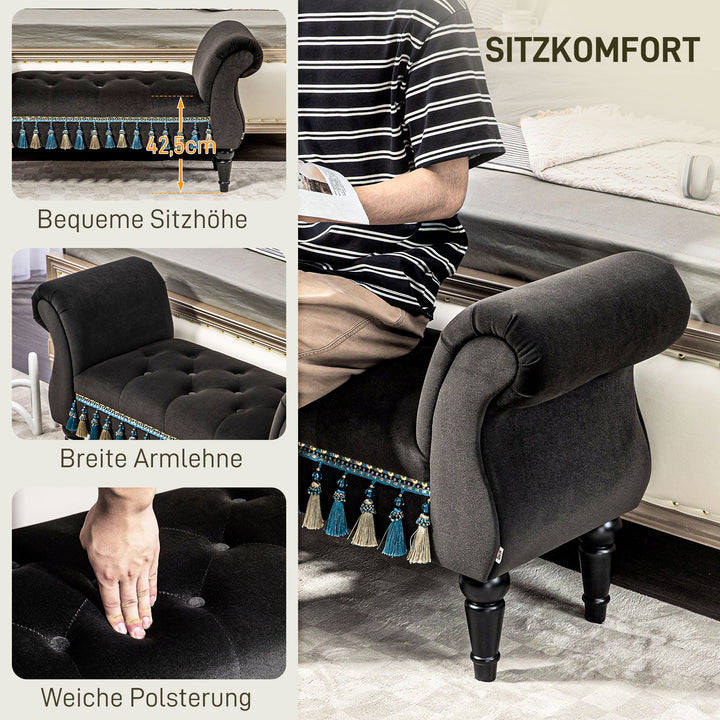 Polstret bænk, vintage design, op til 150 kg, 117 x 40 x 58 cm, mørkegrå