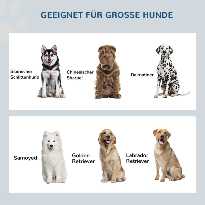 Forhøjet foderstation med 2 skåle i rustfrit stål og 44 liter opbevaringsplads, magnetiske døre, til store hunde, grå