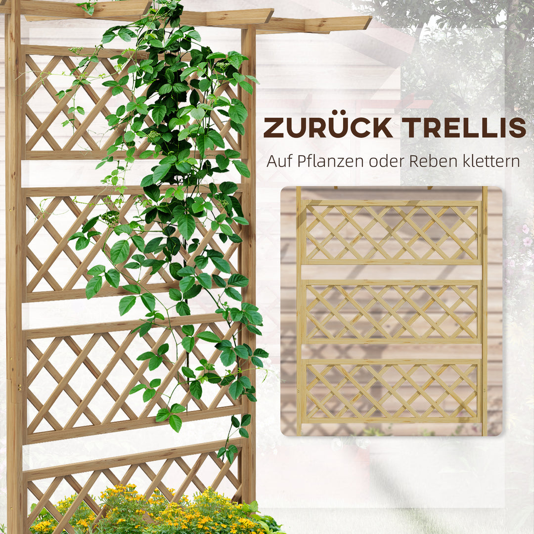 Plantekasse med espalier, firkantet træplantekasse med bagespalier til klatreplanter og tag