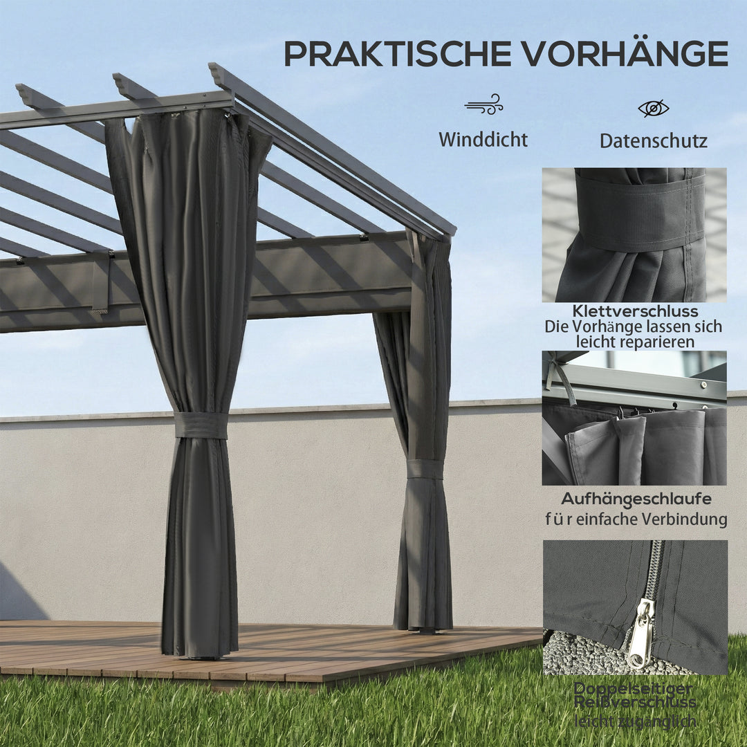 Pergola ca. 3,6x3 m, havepavillon, terrassetag af aluminium, havepavillon med justerbart tag, mørkegrå