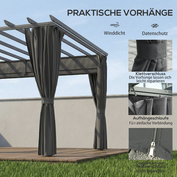 Pergola ca. 3,6x3 m, havepavillon, terrassetag af aluminium, havepavillon med justerbart tag, mørkegrå