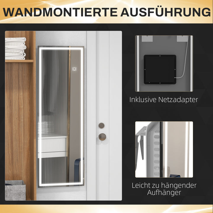 Helfigursspejl med led, dæmpbar, berøringssensor, hukommelsesfunktion, sølv, 40x120 cm