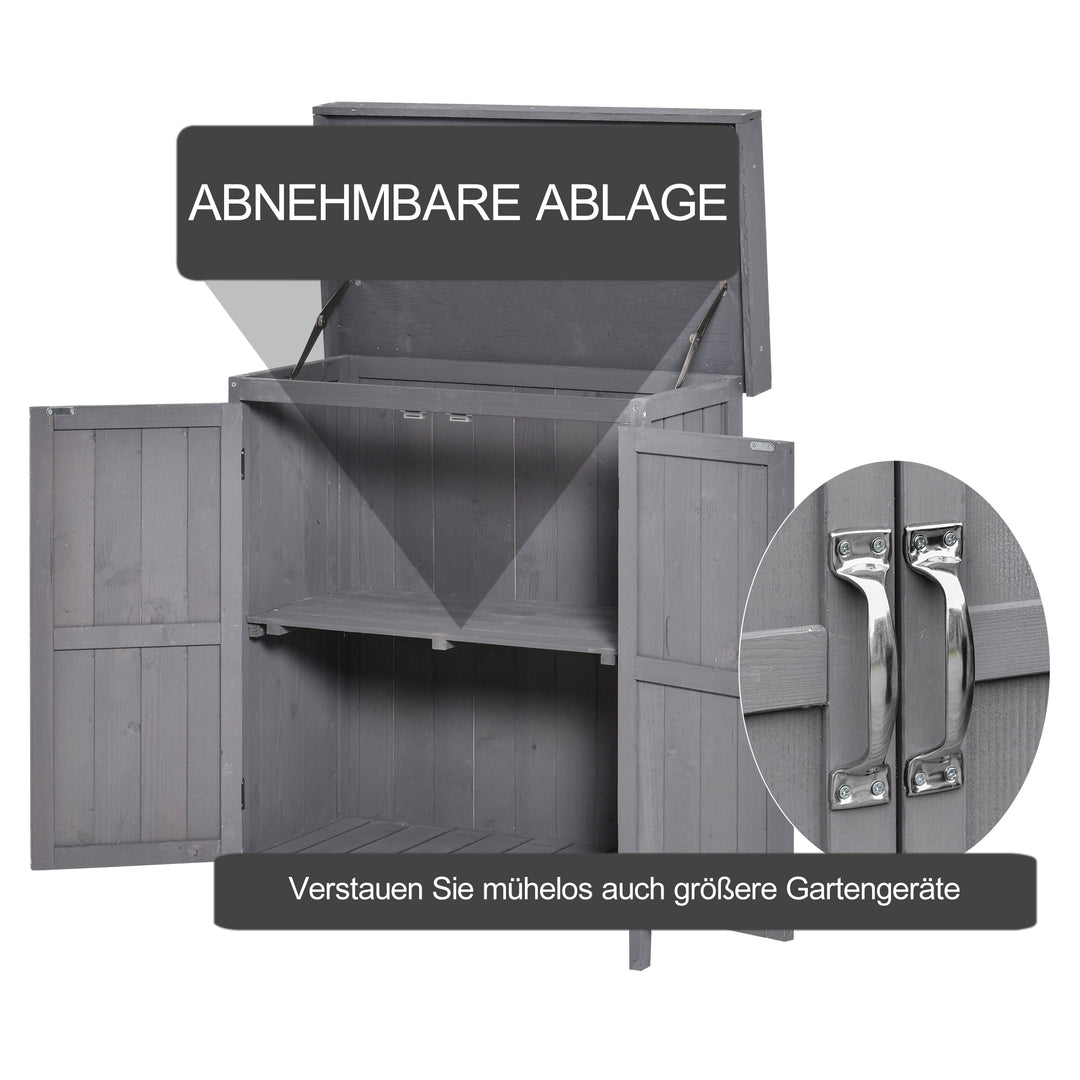 Hvidevareskab, dobbeltdør, hængslet låg, 2 hylder, vejrbestandig, naturtræ, grå, 74 x 43 x 88 cm