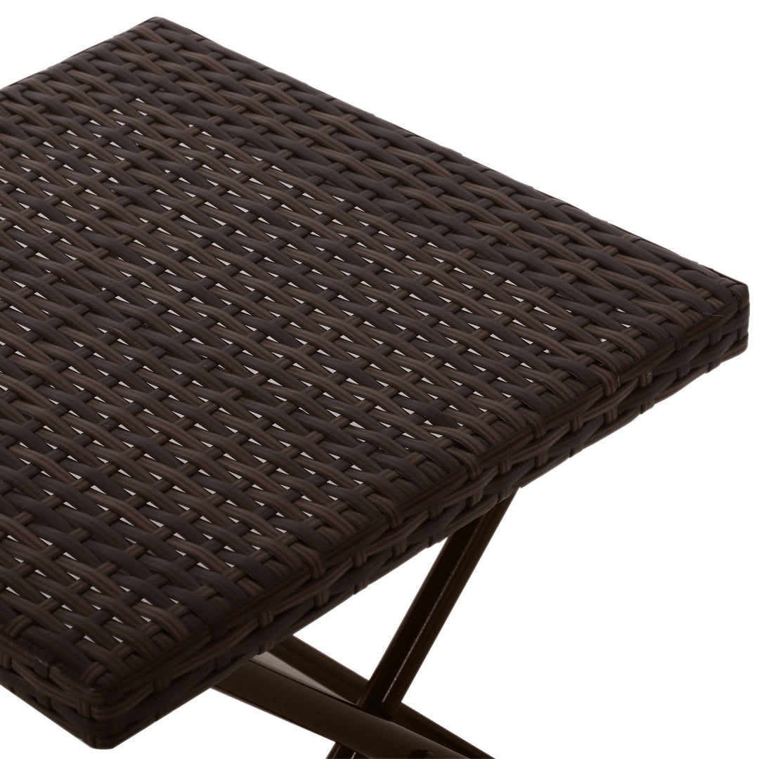 Foldbart sidebord i polyrattan – 40x40x40 cm, brun