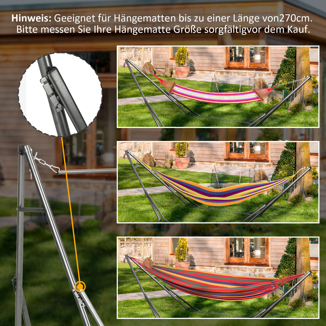 2-i-1 hængekøjestativ, vejrbestandigt, tørrestativ til tøj, 290 cm x 92 cm x 88 cm, sort