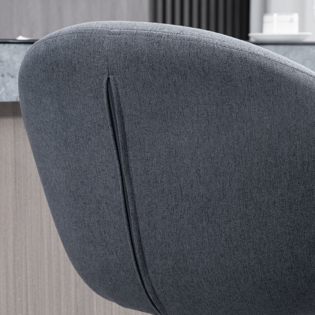 Højdejusterbar barstol med ryglæn og fodstøtte; linnedlook, 54 cm x 54 cm x 112 cm, grå