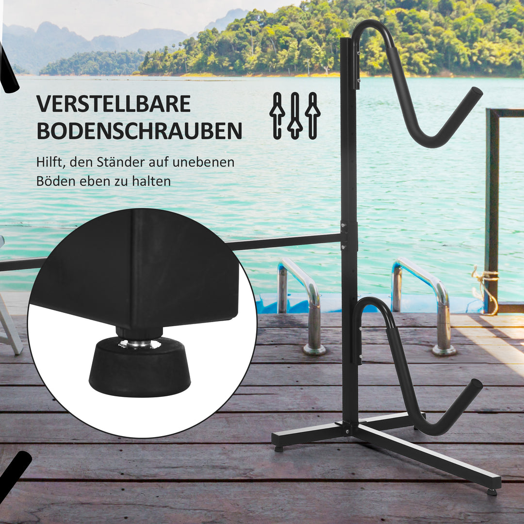 Holder til 2 kajakker, surfbrætter, stand-up paddles, metalramme, breddejusterbar 144-180 cm