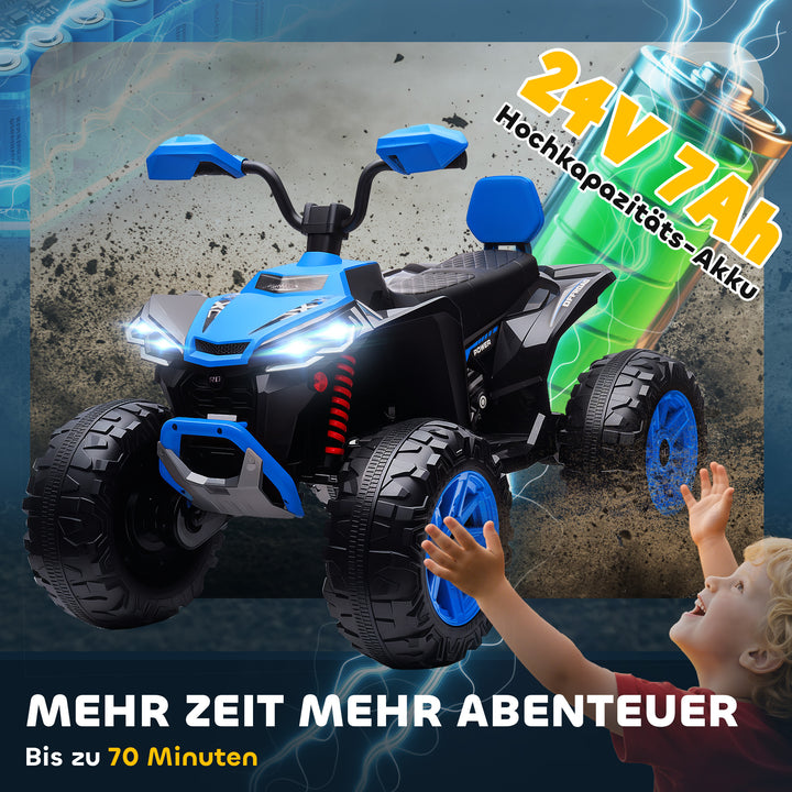 Børns elektriske ATV, 24V elektrisk køretøj med 4 hjul, forlygter, USB-port, MP3-funktion, 6,5 km/t, 3-8 år