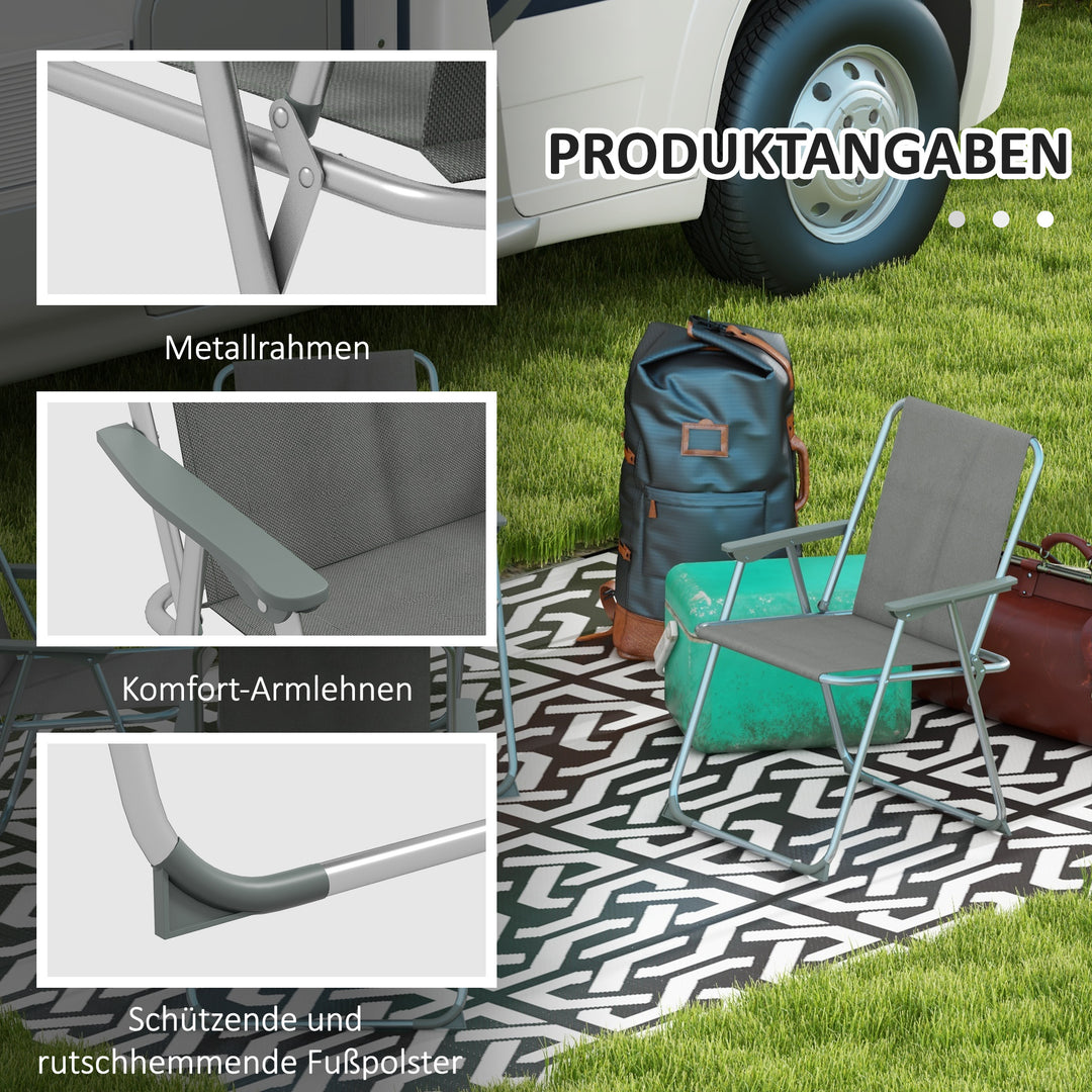 Havestol foldbar campingstol, 53 cm x 54 cm x 76 cm, grå + sølv
