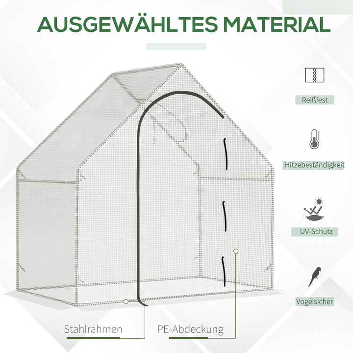 Drivhus til walk-in, 1,80 x 1,00 x 1,68 m, foliedrivhus, robust presenning, hvid
