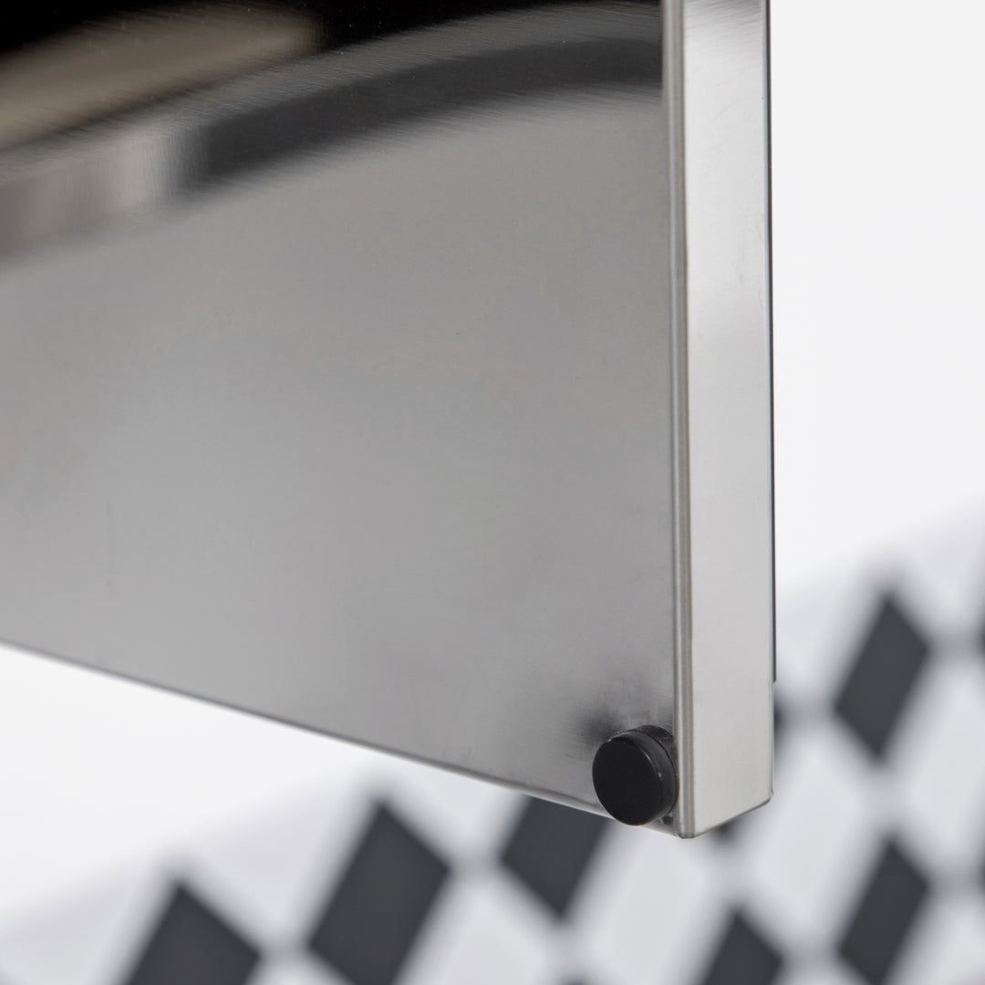 Spejlskab, badeværelsesskab, 3 spejldøre, 5 indvendige hylder, rustfrit stål, farve: sølv, 70 x 12 x 55 cm