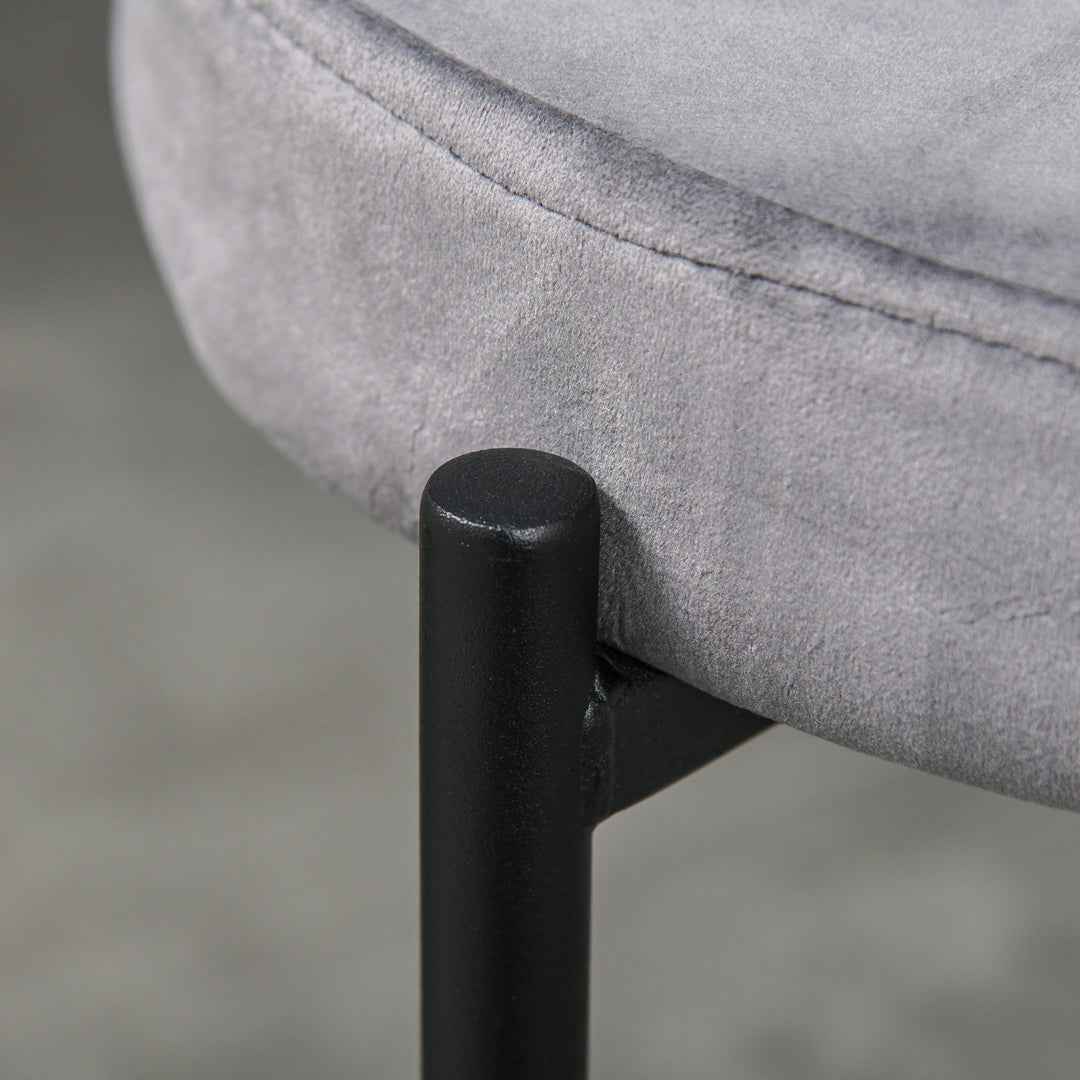 Sæt med 4 stabelbare spisestuestole med polstret sæde, fløjlslook fløjlsskammel til køkken/spisestue metalgrå 41,5 x 41,5 x 46 cm