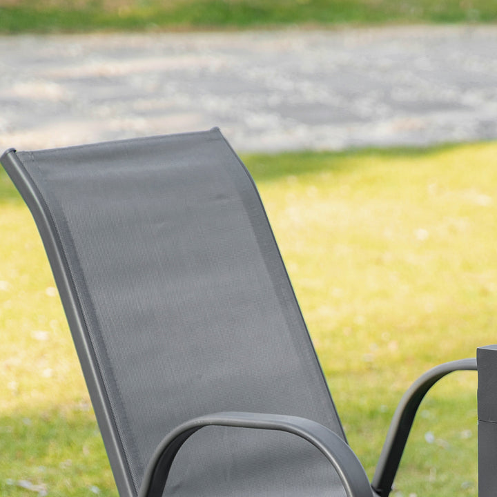 Havestol sæt med 2 vejrbestandige havestole stabelbar stol med armlæn stabelbar ryglæn terrassestol bæreevne op til 120 kg havemøbler til baghave, have, balkon grå