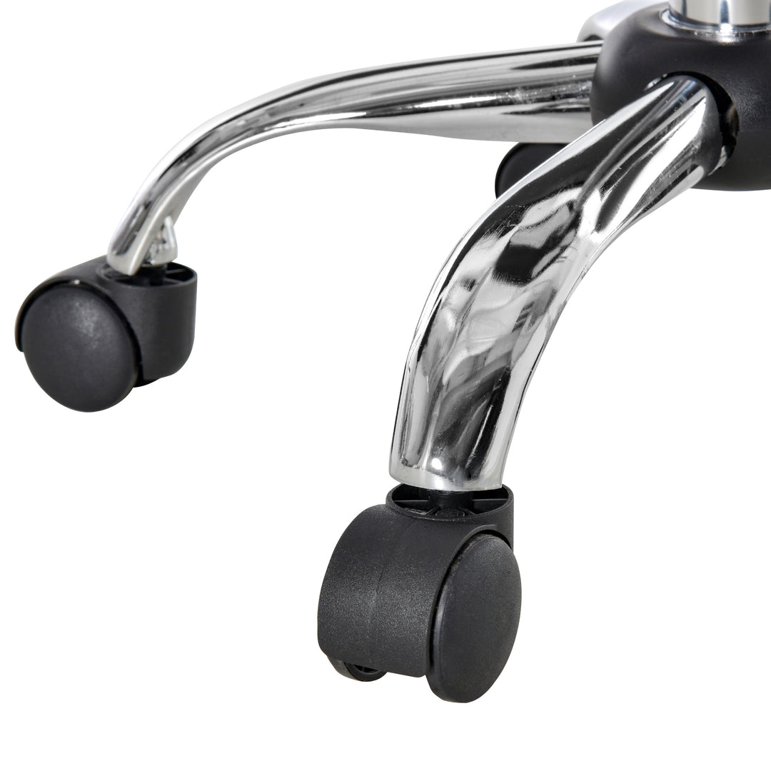 Salonstol med hjul, rulleskammel, højdejusterbar, roterende salonskammel, fløjlsskum, krombase, lysegrå, 35 x 35 x 49-61 cm