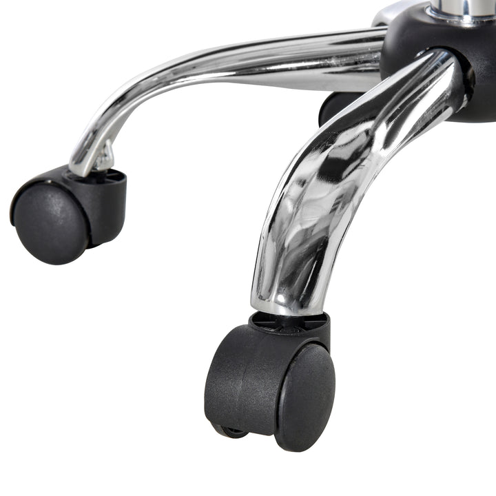 Salonstol med hjul, rulleskammel, højdejusterbar, roterende salonskammel, fløjlsskum, krombase, lysegrå, 35 x 35 x 49-61 cm