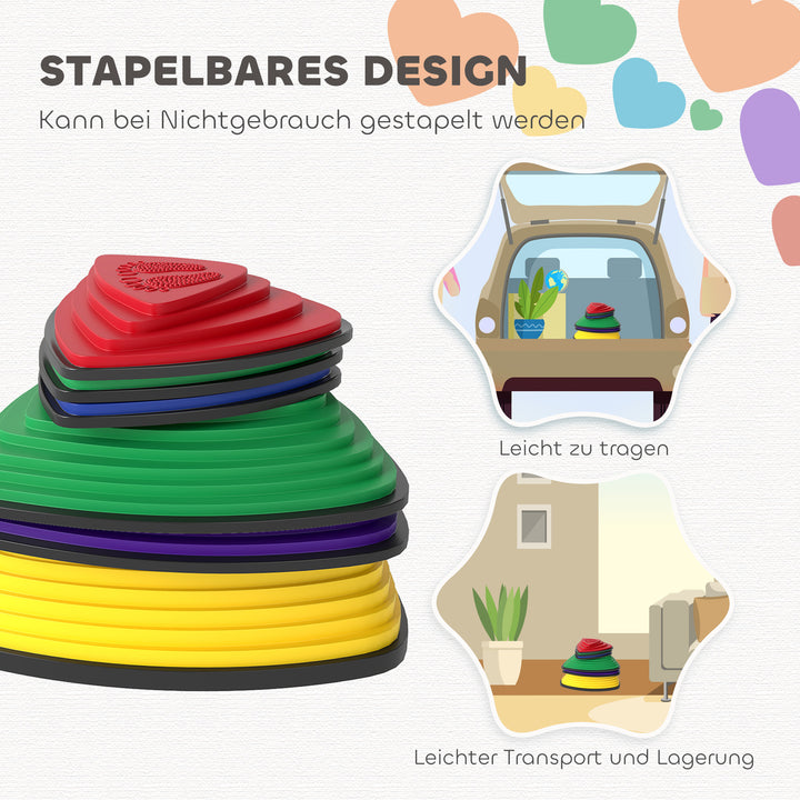 Sæt med 6 trædesten, skridsikkert design, til indendørs og udendørs brug, stabelbare, assorterede farver