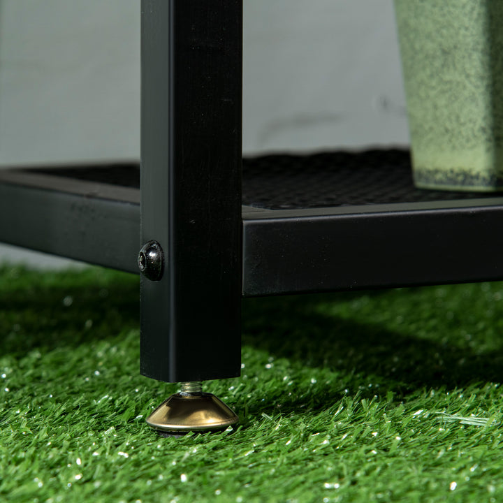 4-Hylde plantehylde vejrbestandig blomstertrappe 91 cm x 25 cm x 83 cm sort