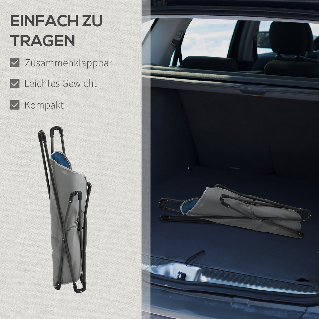 Campingstol, foldbar, letvægts, stålramme, skridsikre fødder, blå, 88 x 74 x 84 cm