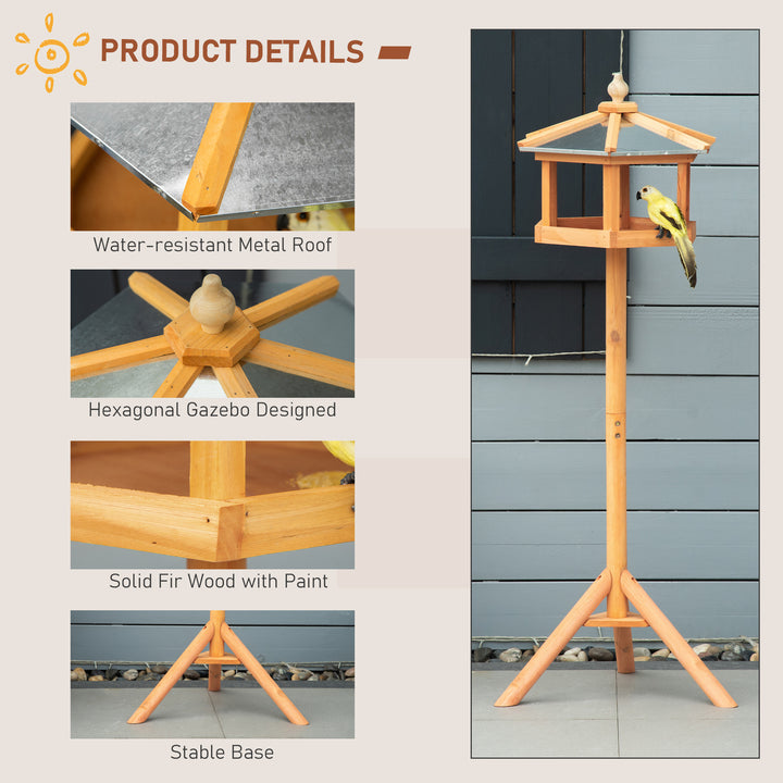 Fuglehus med stativ vejrbestandig fuglefoderautomat med vejrbestandigt zinktag træfoderautomat til vilde fugle 40 x 40 x 113 cm gul