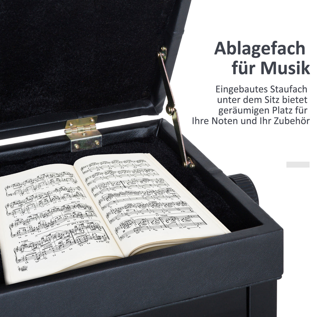 Klaverstol klaverbænk klaverbænk makeup-skammel skammel med opbevaringsplads højdejusterbar 54,5 x 33 x 48-58 cm