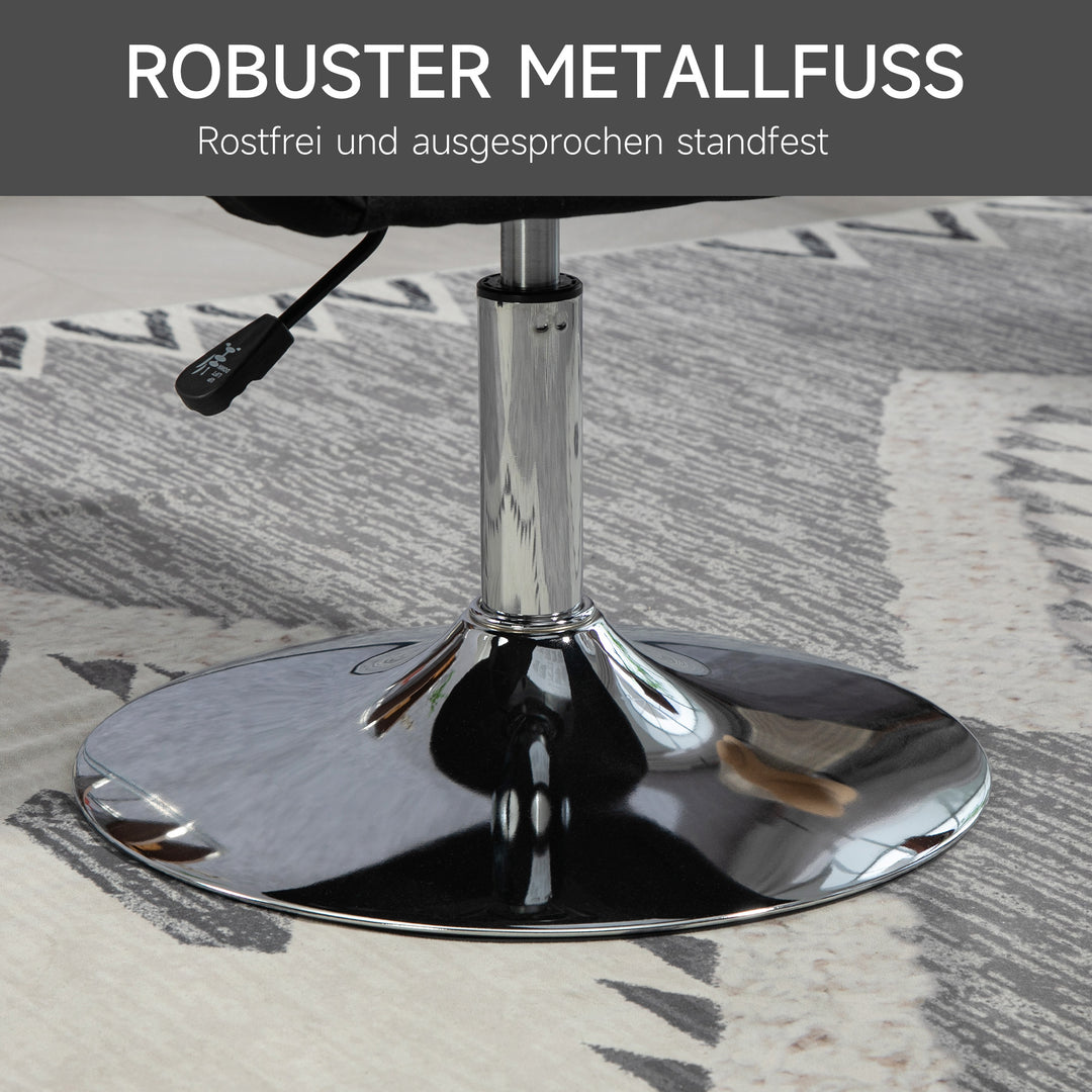 Drejestol, højdejusterbar kontorstol, linnedlignende polyester, metal, 60 x 60 x 79-91 cm, sort