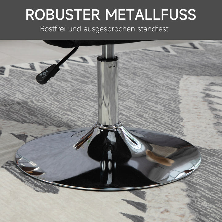 Drejestol, højdejusterbar kontorstol, linnedlignende polyester, metal, 60 x 60 x 79-91 cm, sort
