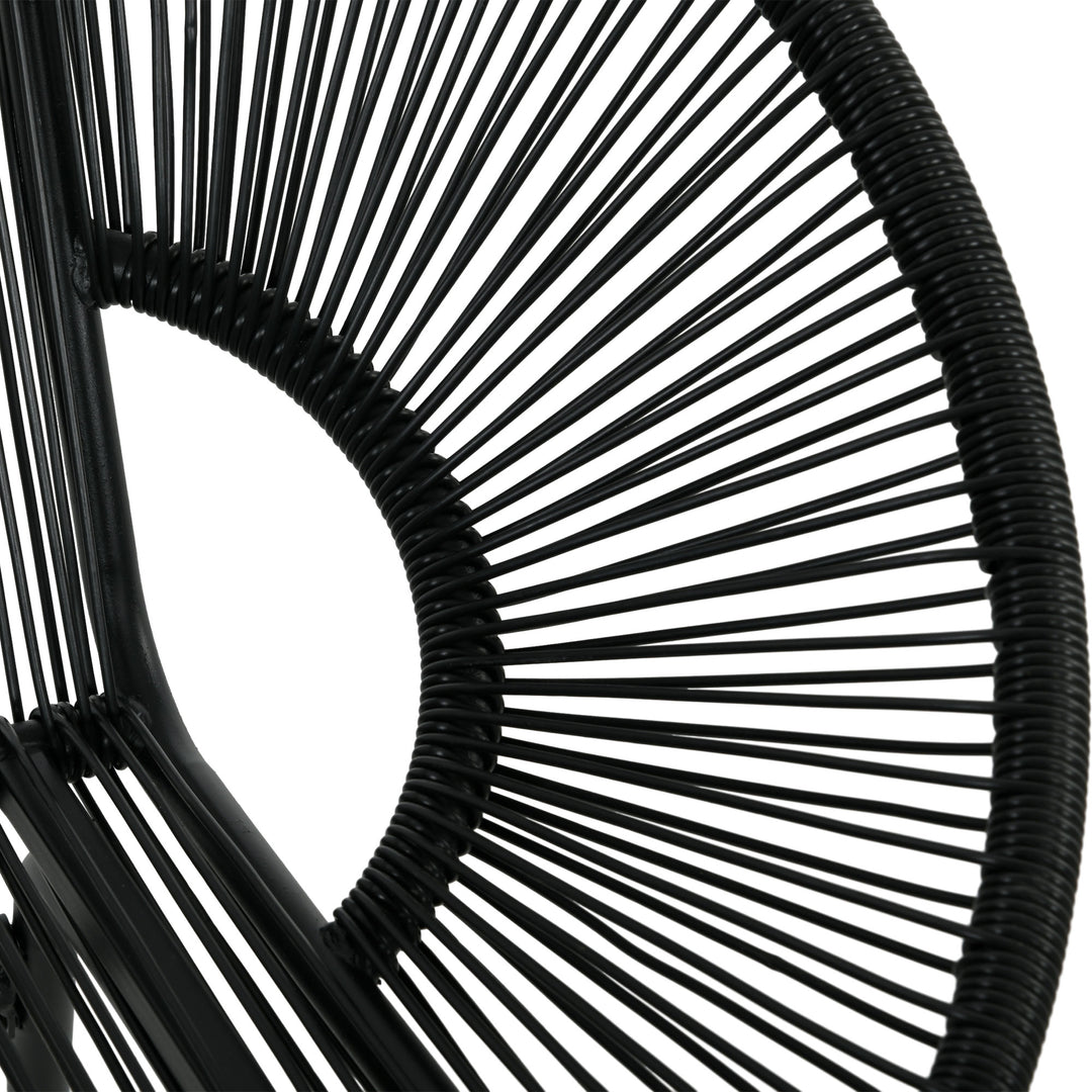 Rattan lænestol, boho stil afslapningslænestol, 132 cm x 72 cm x 83 cm, sort