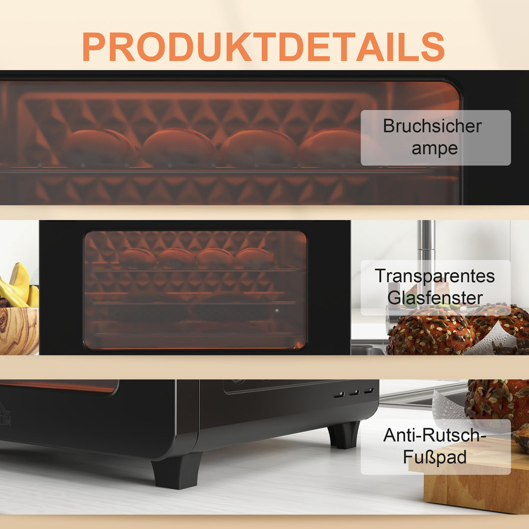 Miniovn, 20 l, miniovn, 40-220°c, 17 tilstande, timer, 36 x 37 x 34,5 cm, sort