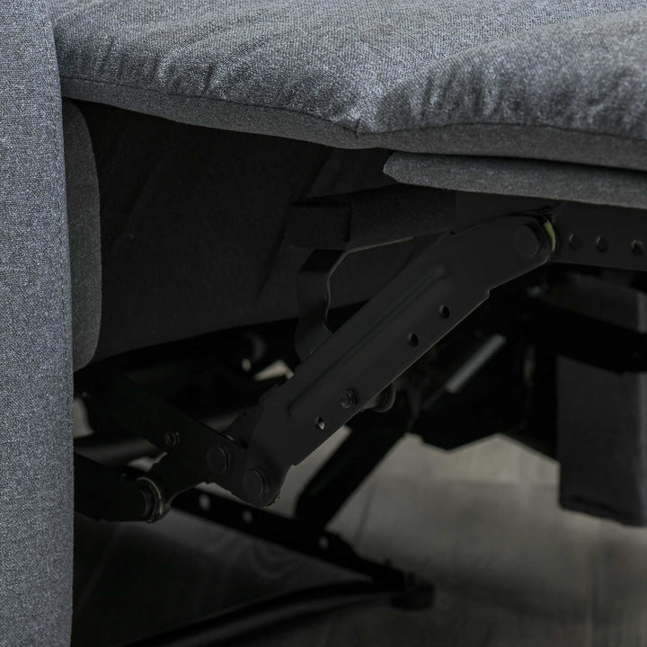 Manuel tv-lænestol med lænefunktion, linnedlook, tv-stol med sidehåndtag, fodstøtte, lasteevne op til 150 kg, til stue, lysegrå