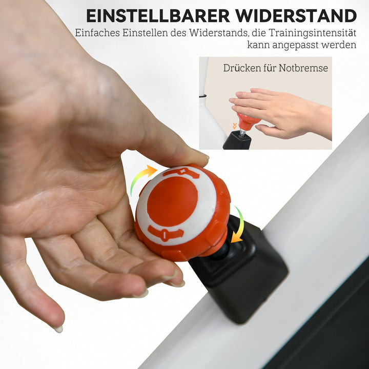 Ergometer, justerbar modstand, op til 120 kg, stål, l103 x b53 x h100-114 cm, hvid/sort