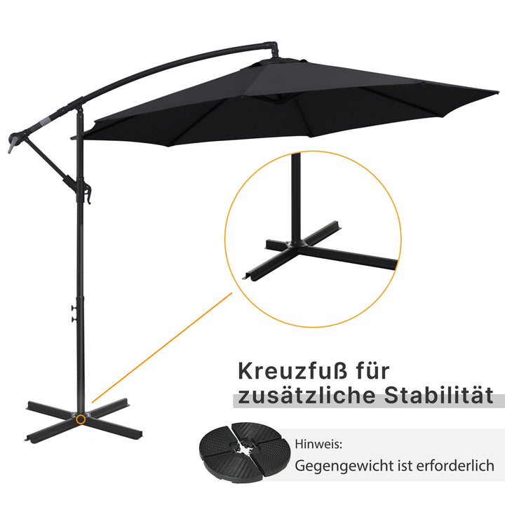Parasol, fritstående parasol, solskærm med håndsving