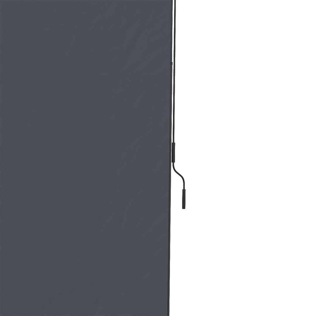 Sidemarkise, borefri montering, højdejusterbar, med håndsving, metalramme, grå, 2 x 2,15-3,05 m