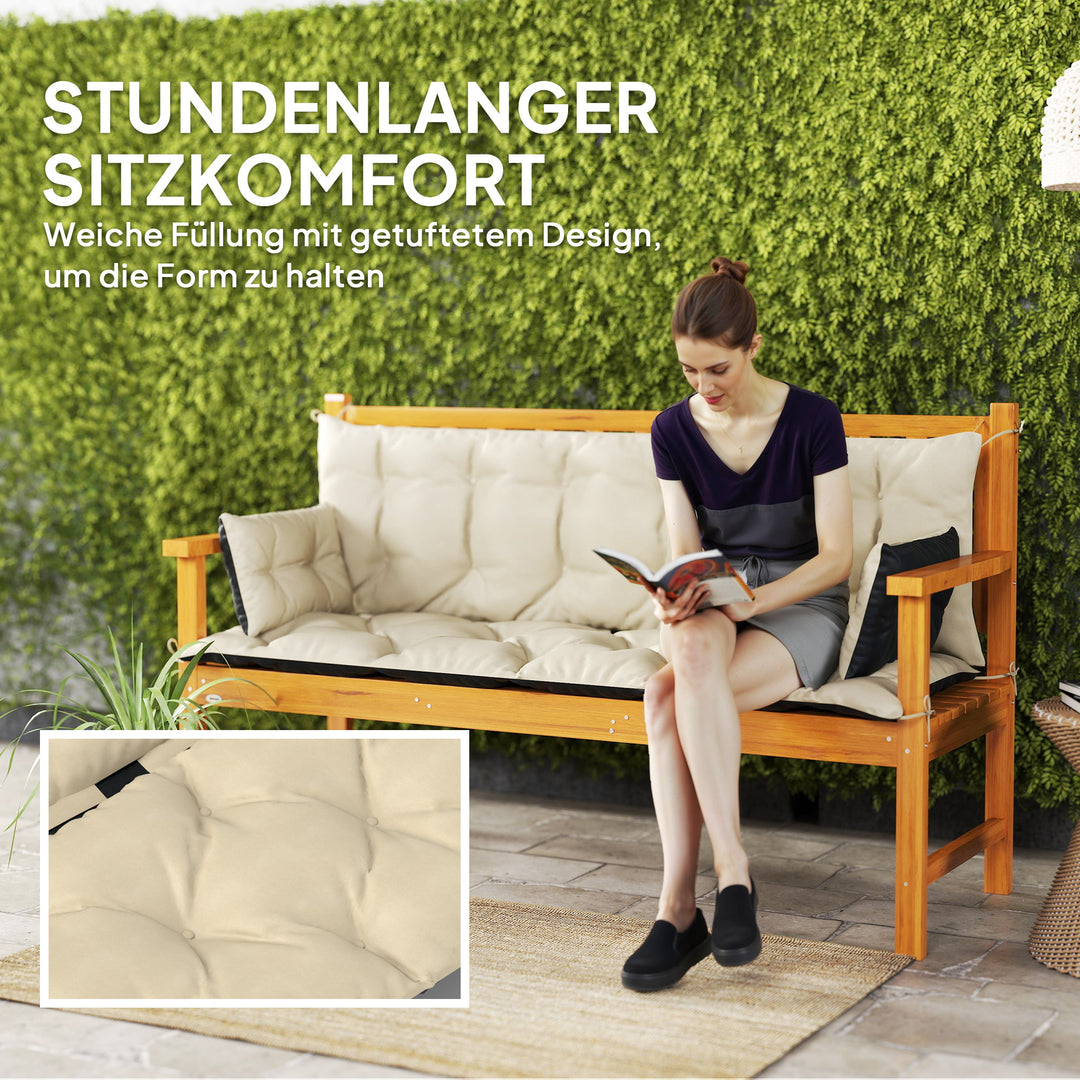 Udendørs hyndesæt til bænk eller verandagynge, tofarvet, polyester, skum, 180 x 110 x 8 cm, beige+sort