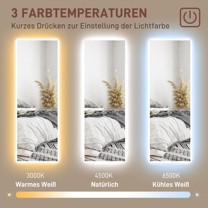 Led-spejl i fuld længde, dæmpbart, rammeløst, touch-betjening, 40 x 120 cm