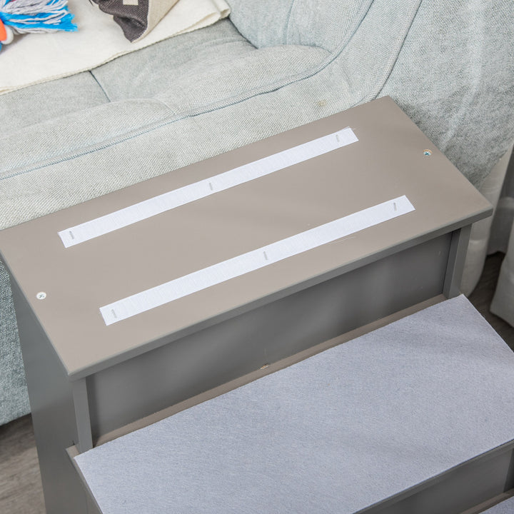 Kæledyrstrappe, til hunde/katte, 4-trins, kort plys, op til 30 kg, 40 x 59 x 54,2 cm, grå