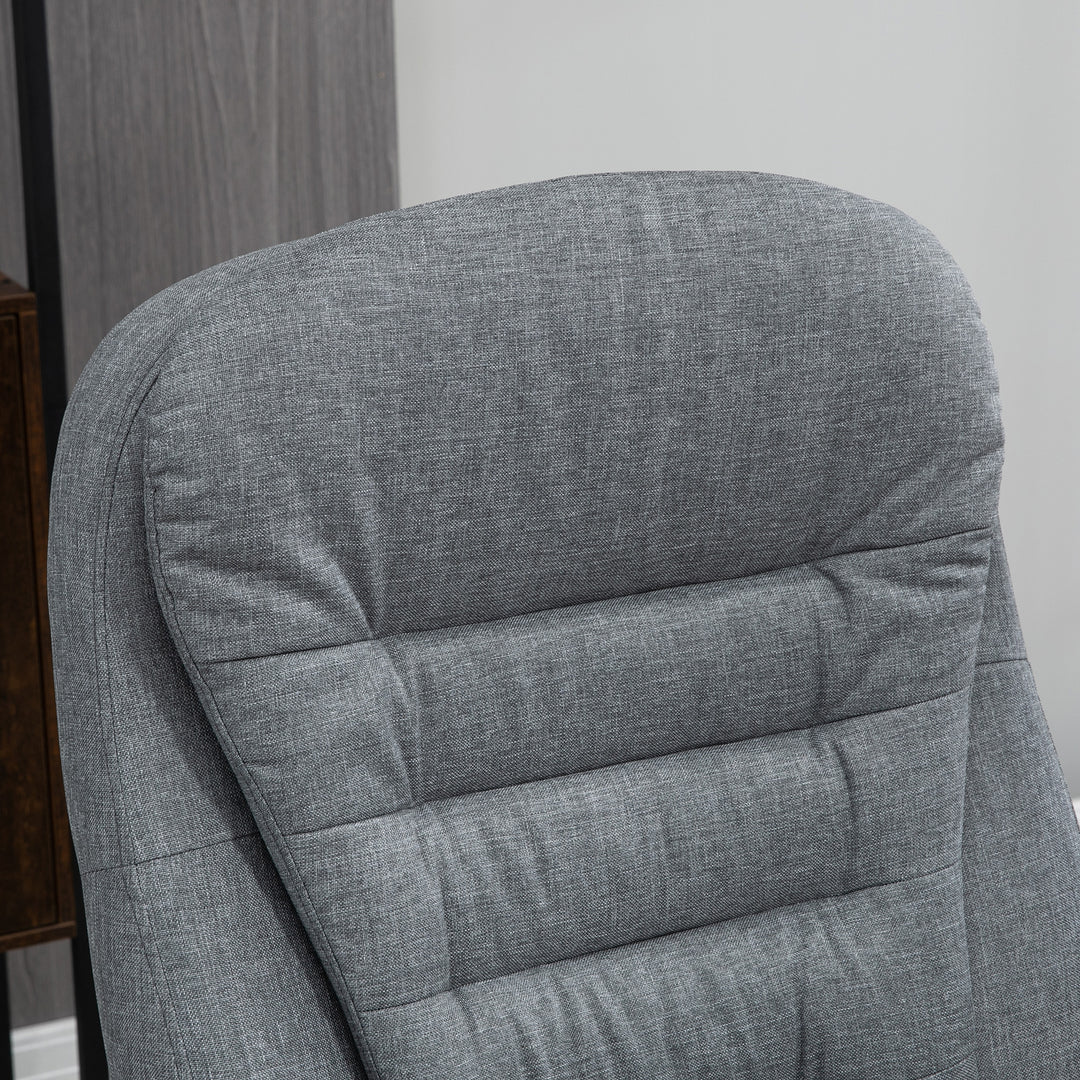 Kontorstol, arbejdsstol, skrivebordsstol, drejestol, 360° ergonomisk gyngefunktion, højdejusterbar, grå linned, 64 x 75 x 111-121 cm