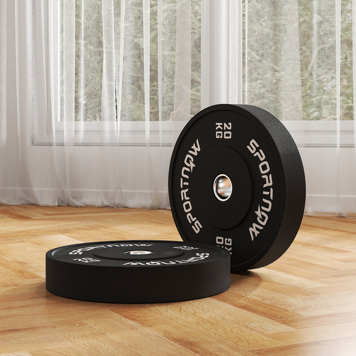 Vægtskiver, 2 x 20 kg, olympisk standard, gummi, støjsvag, sort