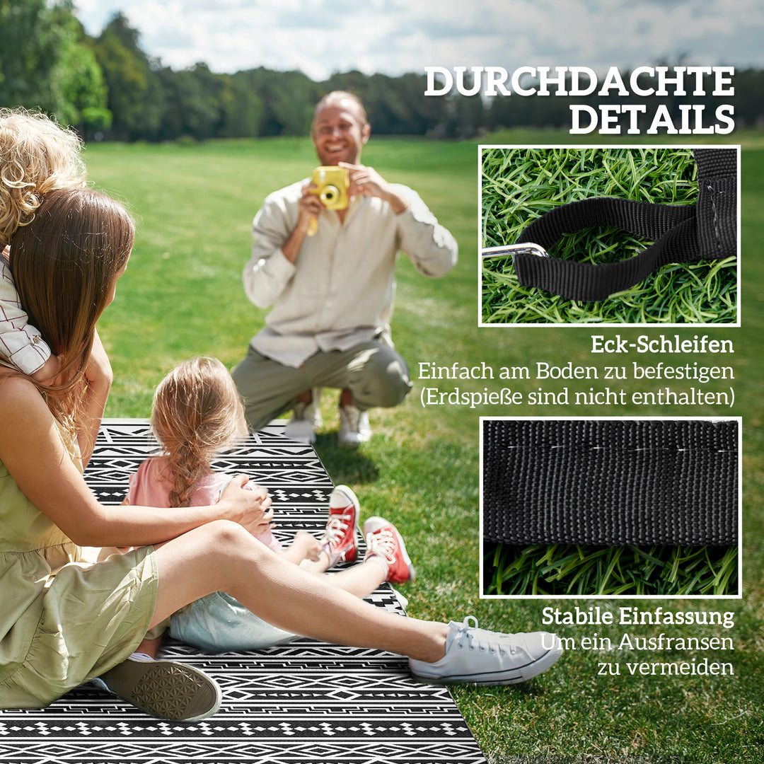 Udendørstæppe, robust vejrbestandigt udendørstæppe, tæppe med boho-stil, udendørstæppe til stue-altan